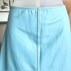LEATHER PENCIL SKIRT CYNTHIA ROWLEY Y2k Tulip Lambskin Barbie Light Blue SZ 8